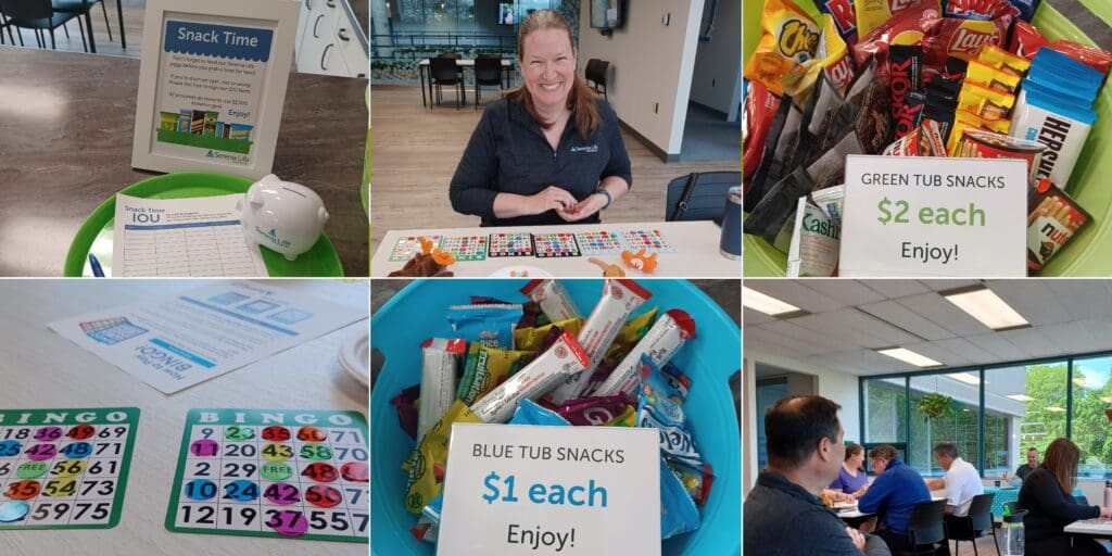 Bingo game, snacks for sale